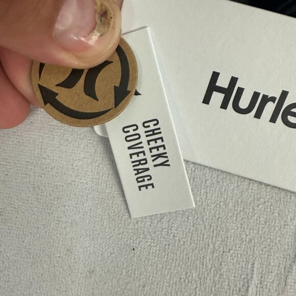 Hurley Womens Solid Cheeky Hipster Bikini Bottom Swimwear Black Size Large - Picture 5 of 11